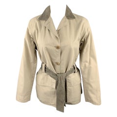 ARMANI COLLEZIONI Size 4 Beige Cotton Blend Belted Coat