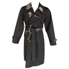 Used MARC JACOBS Size M Black Studded Cotton Belted Trenchcoat