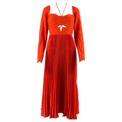 SELF-PORTRAIT Size 8 Orange Viscose Blend Pleated Off-Shoulder Cocktail Dress