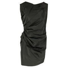 PORTS 1961 Size 10 Black Polyamide Polyester Ruched Sleeveless Cocktail Dress