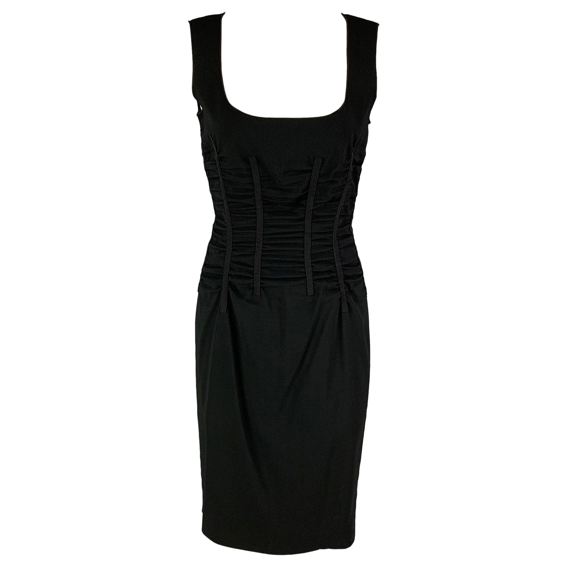 DOLCE & GABBANA Size 6 Black Acetate Blend Ruched Sleeveless Cocktail Dress For Sale
