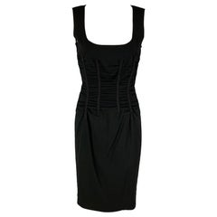 DOLCE & GABBANA Size 6 Black Acetate Blend Ruched Sleeveless Cocktail Dress