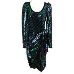MARC JACOBS Pre-Fall 2019 Size 2 Black Multi-Color Asymmetrical Disco Dress