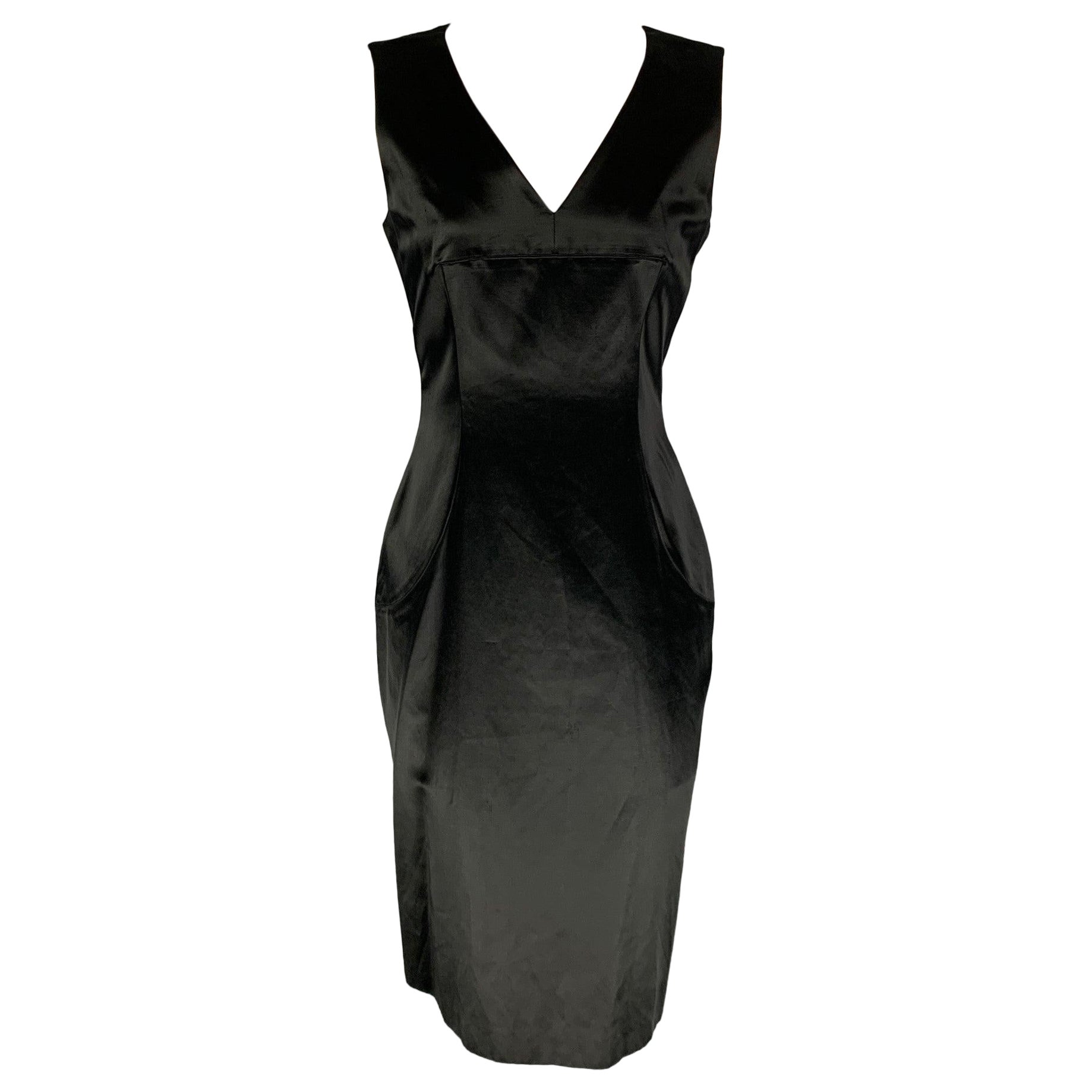 ETRO Size 6 Black Cotton Blend Sleeveless Cocktail Dress For Sale