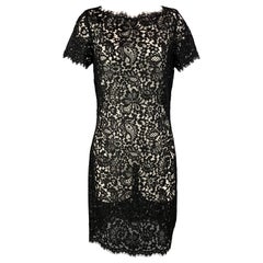 RALPH LAUREN Black Label Taille 10 Robe de cocktail en dentelle de coton mélangée noire