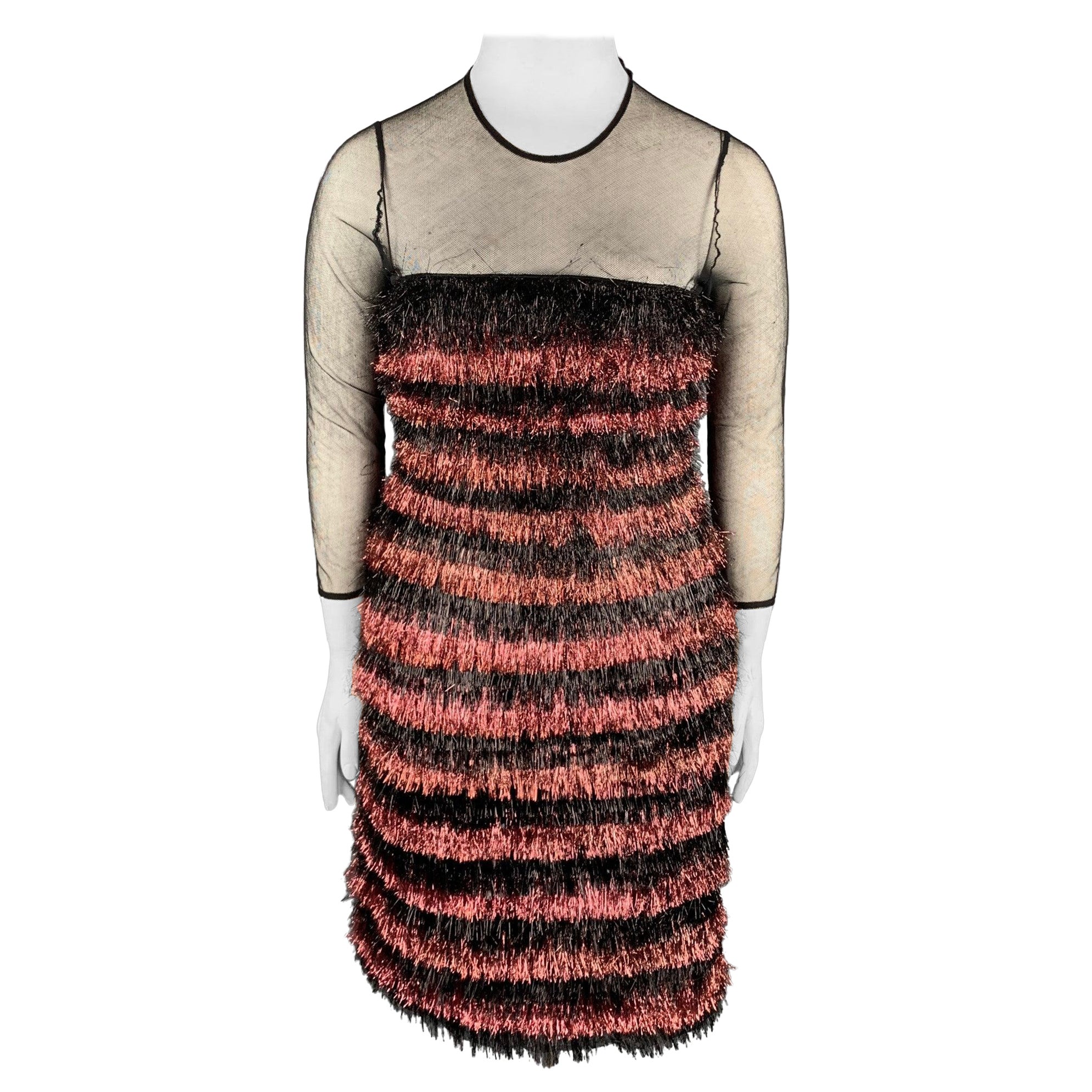 BURBERRY PRORSUM F/W 12 Size 10 Nylon/Polyester Tinsel Illusion Eyelash Dress For Sale