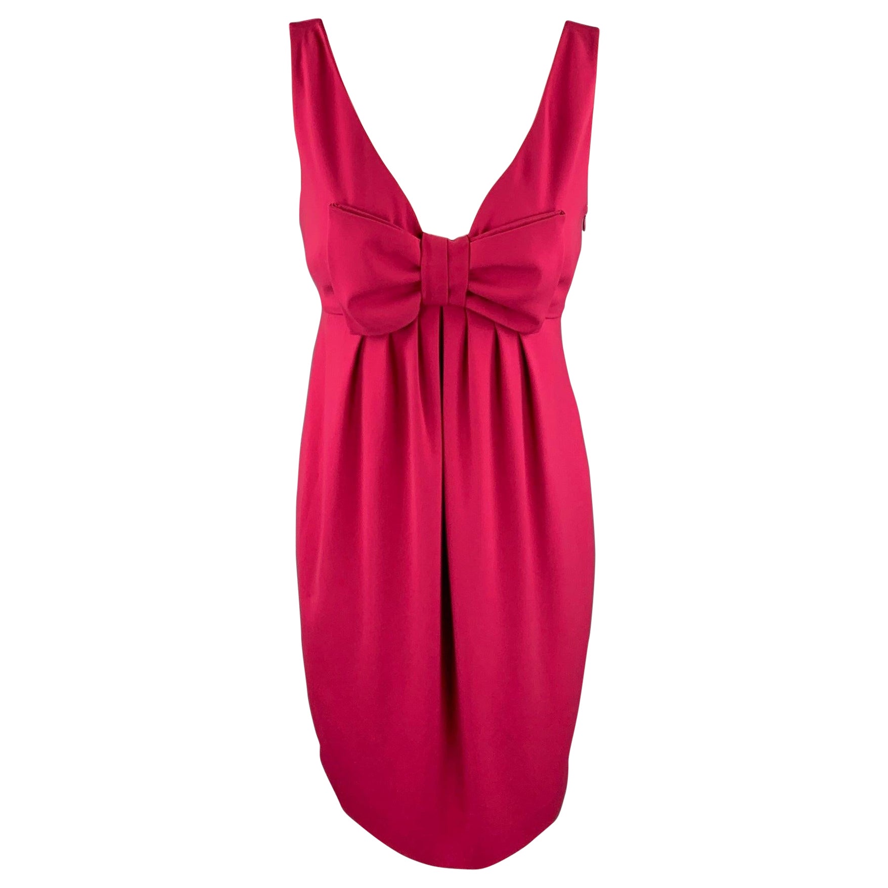 MOSCHINO Size 8 Fuchsia Polyester Empire Waist Cocktail Dress For Sale