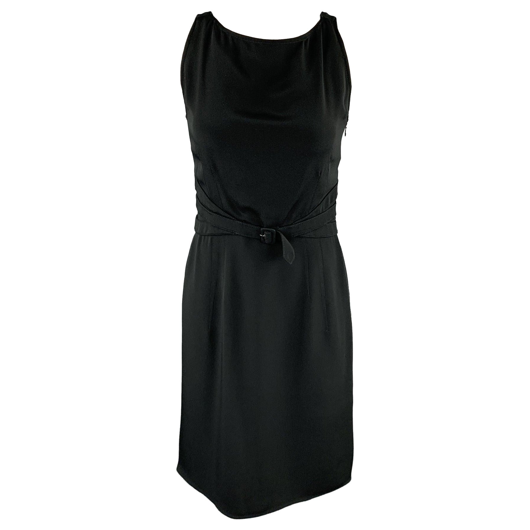 VALENTINO Size 6 Black Acetate / Silk Sleeveless Sheath Cocktail Dress For Sale