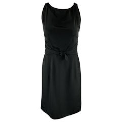Used VALENTINO Size 6 Black Acetate / Silk Sleeveless Sheath Cocktail Dress