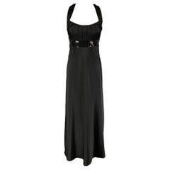 CALVIN KLEIN Langes Abendkleid aus schwarzem Polyester, Größe 2