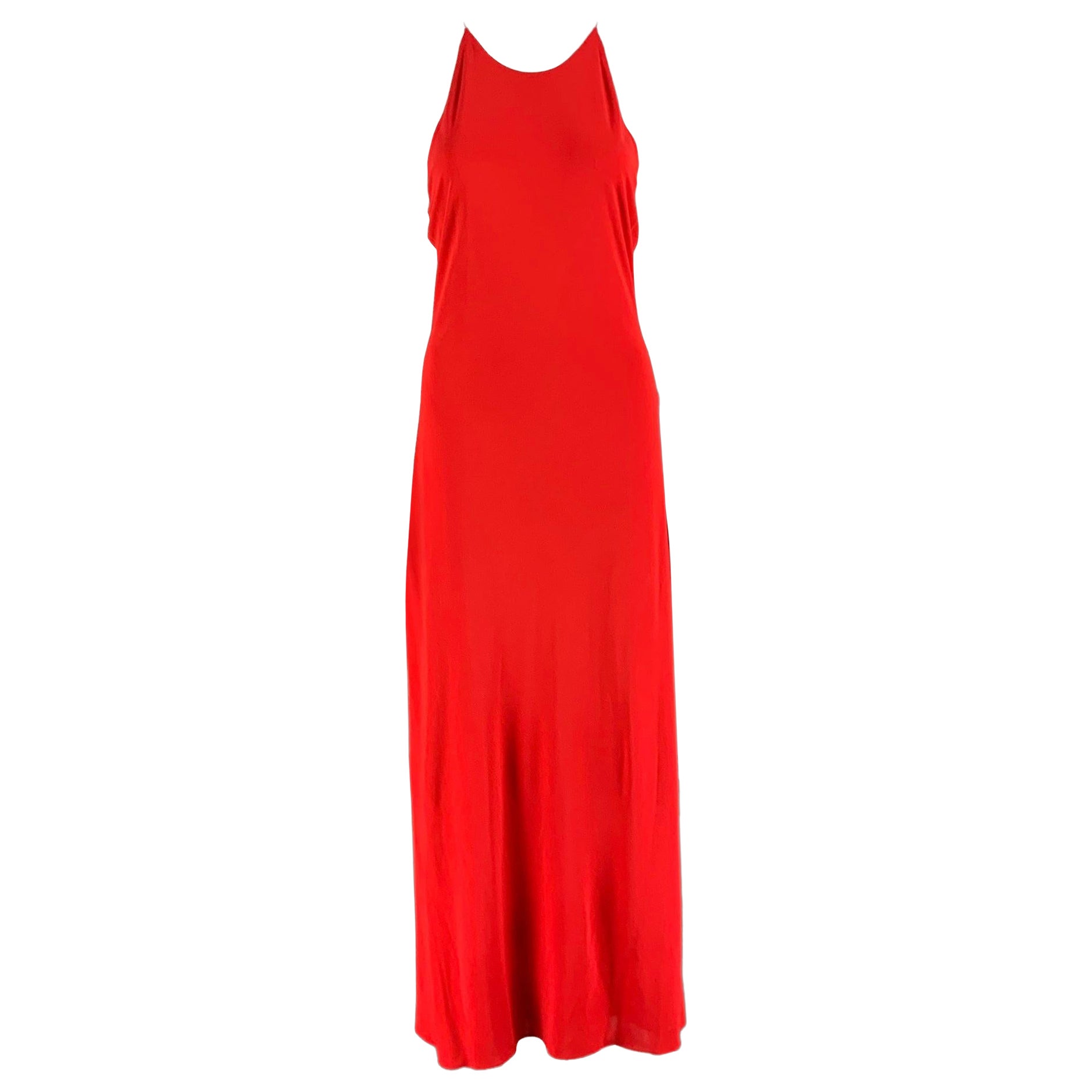 ROSETTA GETTY Size S Red Viscose Column Long Gown For Sale