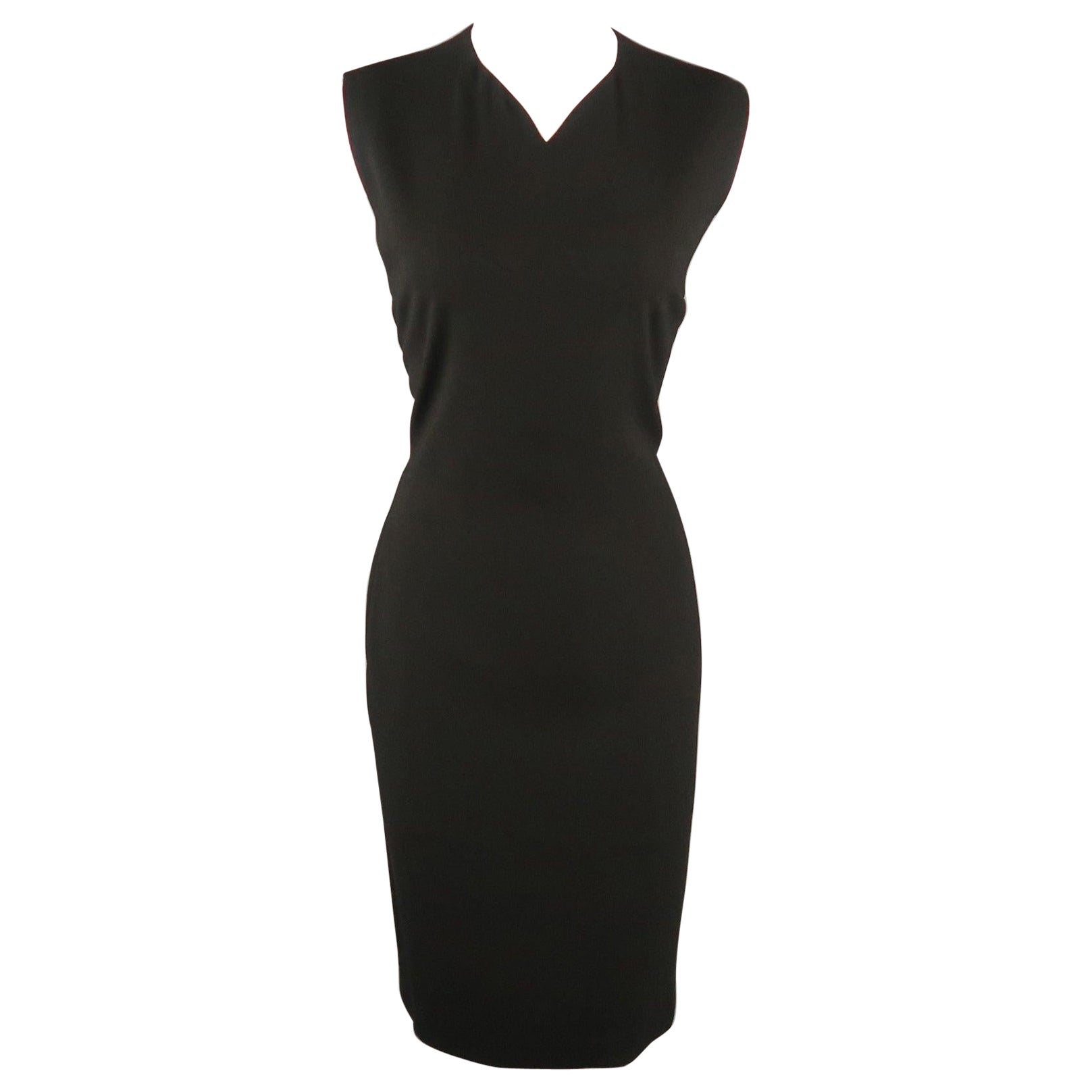 JIL SANDER Size 8 Black Back Cutouts V Neck Sleeveless Shift Dress For Sale