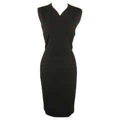 JIL SANDER Size 8 Black Back Cutouts V Neck Sleeveless Shift Dress