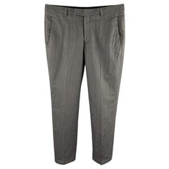 John Varvatos Taille 30 Pantalon habillé en coton à rayures gris foncé avec fermeture éclair