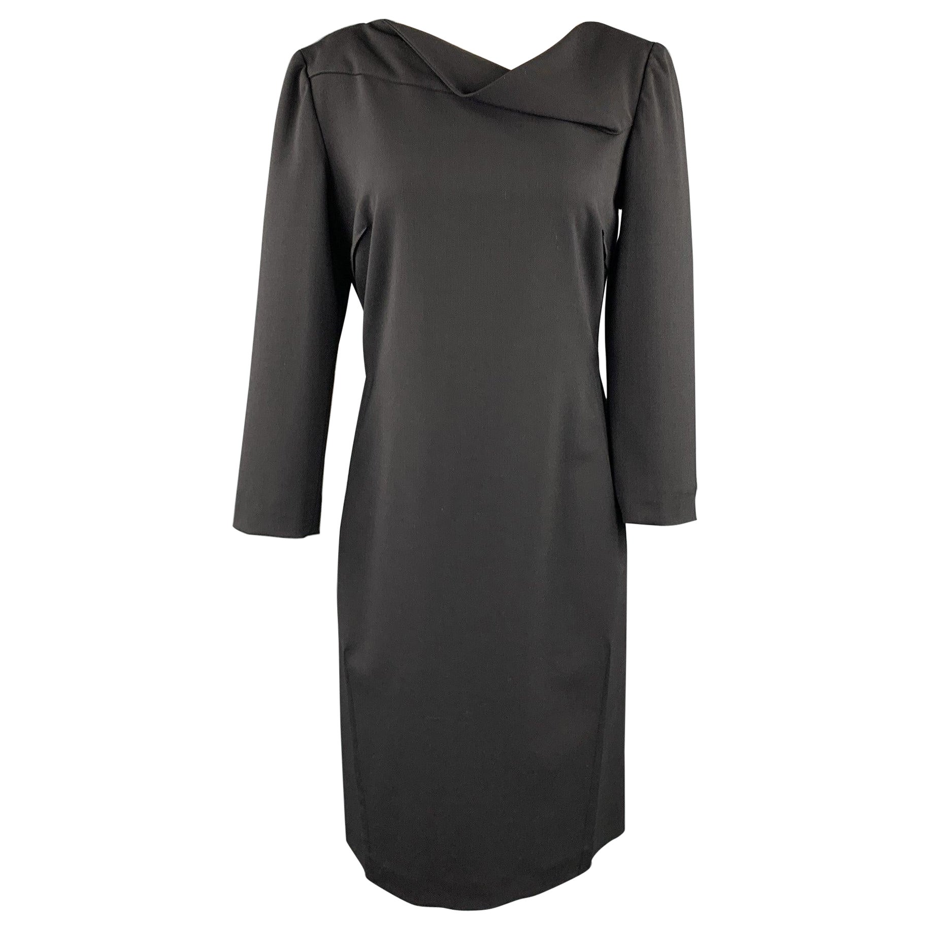 ARMANI COLLEZIONI Size 8 Black Wool Blend Shift Dress For Sale