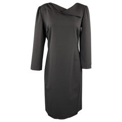 ARMANI COLLEZIONI Taille 8 Robe droite en laine mélangée noire