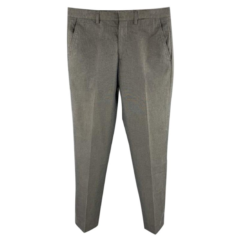 ETRO Taille 32 Pantalon habillé en coton imprimé quadrillé anthracite avec fermeture éclair en vente
