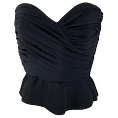 GIORGIO ARMANI Size 6 Black Ruched Bustier Dress Top