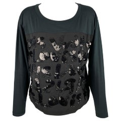 LOUIS VUITTON Size XS Black Sequined Long Sleeve Top
