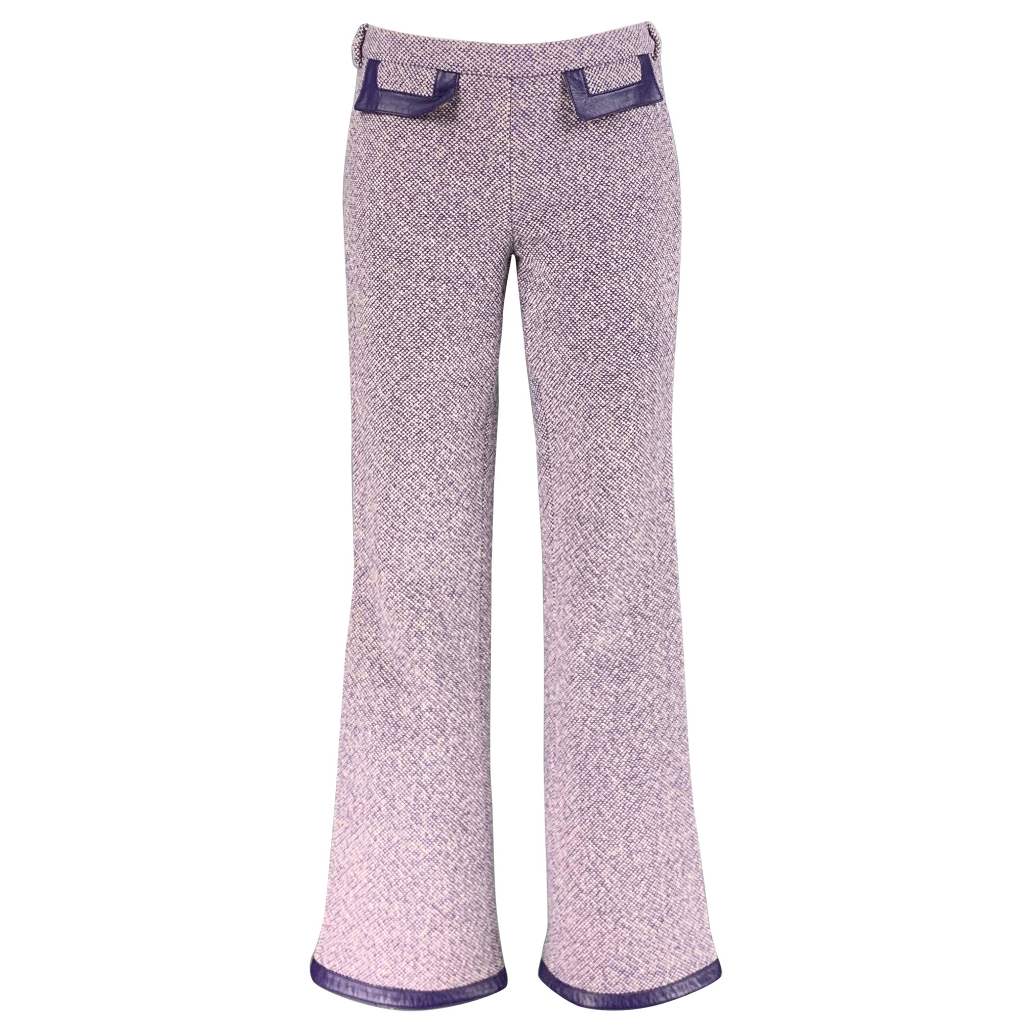 DOLCE & GABBANA Size 26 Purple White Wool Blend Dress Pants For Sale