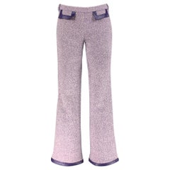 Dolce & Gabbana Taille 26 Pantalon habillé en laine mélangée violet blanc