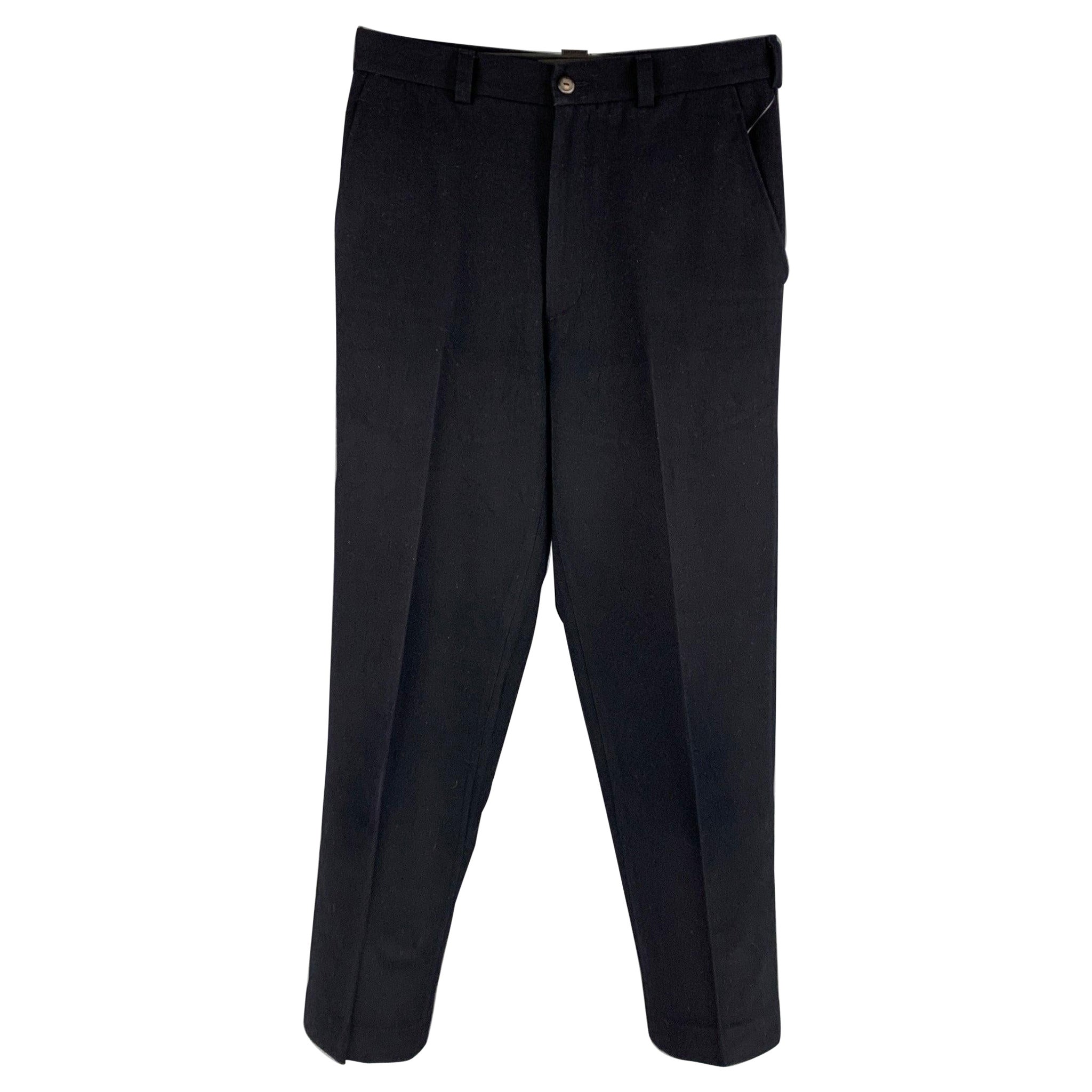 BALMAIN Size 32 Black Polyester Rayon Flat Front Dress Pants For Sale