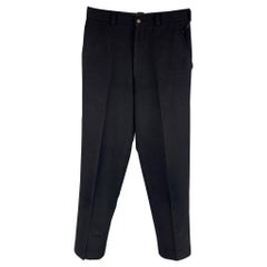 Used BALMAIN Size 32 Black Polyester Rayon Flat Front Dress Pants