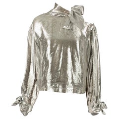 IRO Größe 2 Silber Seidenmischung Metallic Ein-Schulter-Kleid Top