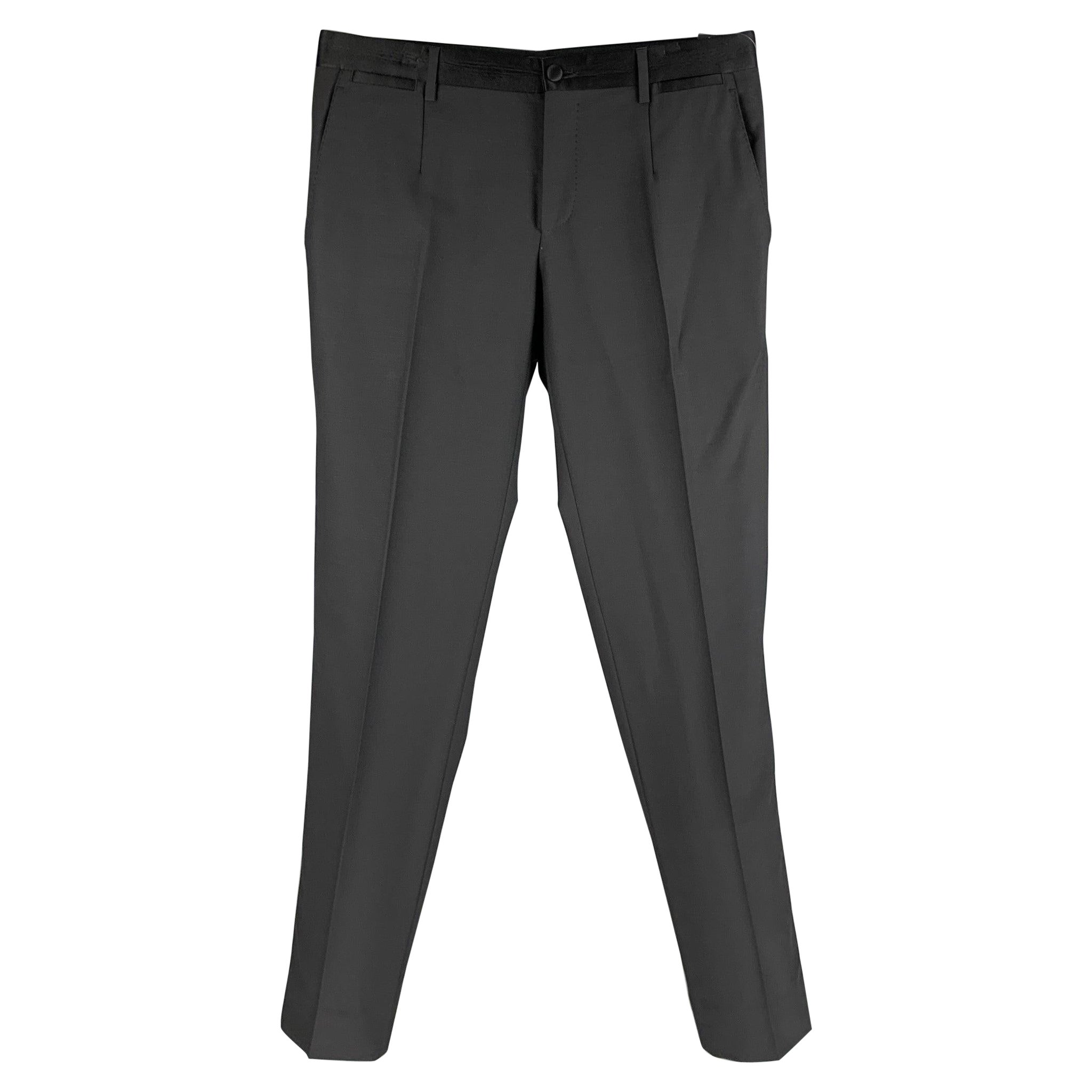 DOLCE and GABBANA Size 30 Black Tuxedo Dress Pants For Sale at 1stDibs