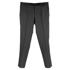 GUCCI Size 34 Black Grey Nailhead Wool Mohair Flat Front Dress Pants