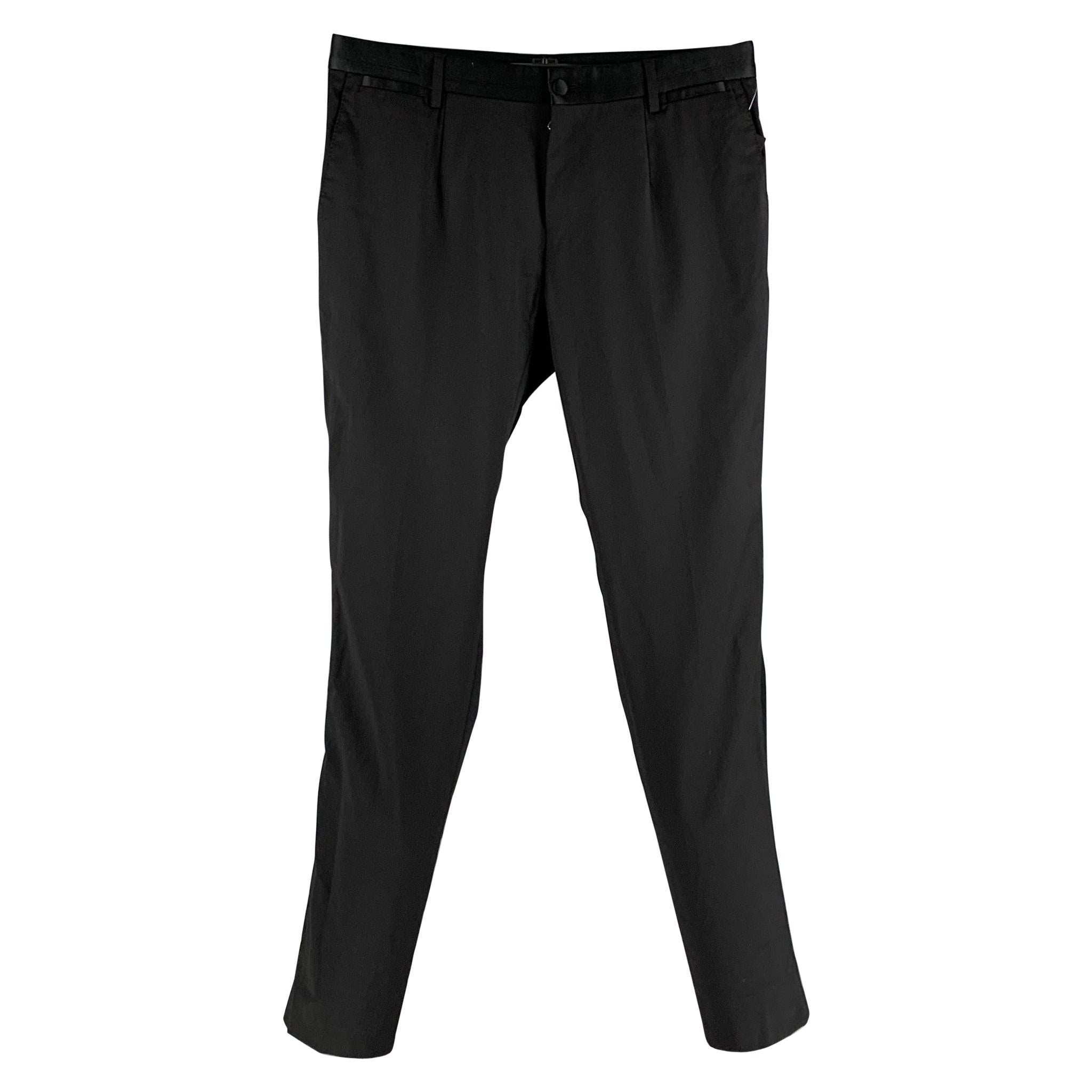 DOLCE & GABBANA Size 32 Black Wool Blend Tuxedo Dress Pants For Sale