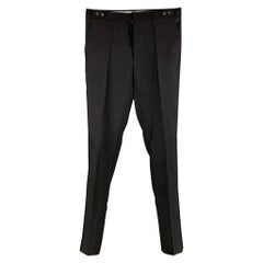 Used DSQUARED2 Size 32 Black Wool Blend Side Tabs Dress Pants