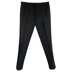 Used DSQUARED2 Size 32 Black Cotton Silk Tuxedo Dress Pants
