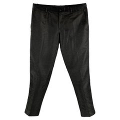 DOLCE & GABBANA Size 32 Black Metallic Polyester Silk Tuxedo Dress Pants