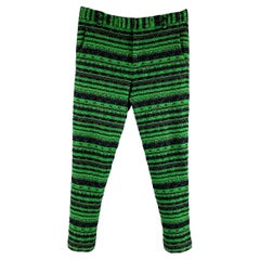 3.1 Phillip Lim Taille 32 Pantalon habillé en coton, laine et tweed noir et vert avec fermeture éclair