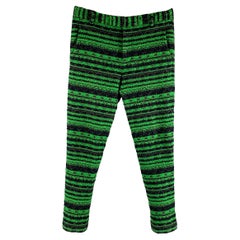 3.1 Phillip Lim Taglia 32 Verde Nero Tweed Cotone Lana Zip Fly Dress Pants
