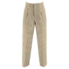 Used LOUIS VUITTON Size 2 Cream Black Polyester Stripe High Waisted Dress Pants