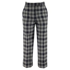 THOM BROWNE Taille 0 Laine grise et noire  Pantalon habillé à taille haute en polyester à carreaux