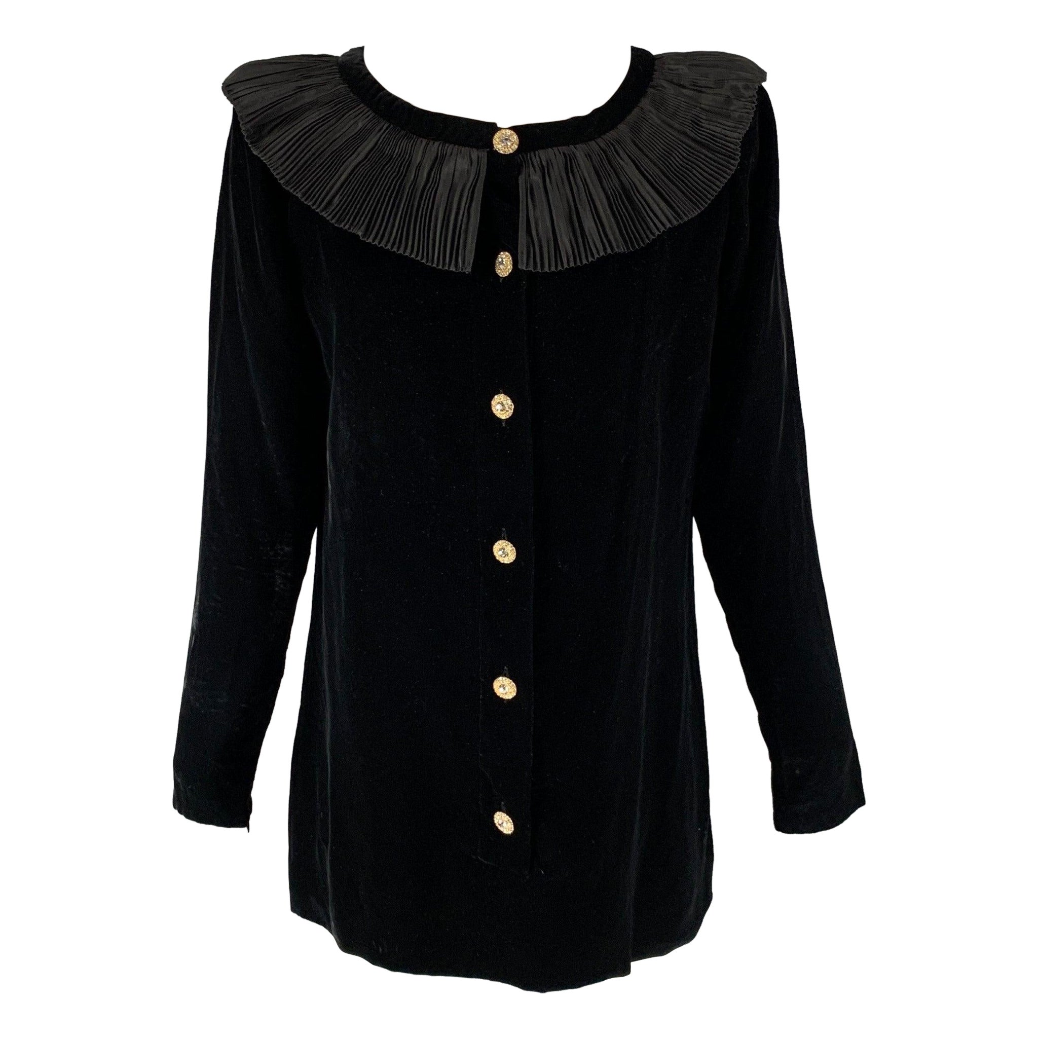 GIVENCHY Taille 6 Viscose noire  Rayon Ruffled Long Sleeve Top