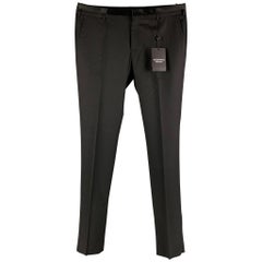 VIKTOR & ROLF Size 38 Black Solid Wool Tuxedo Dress Pants