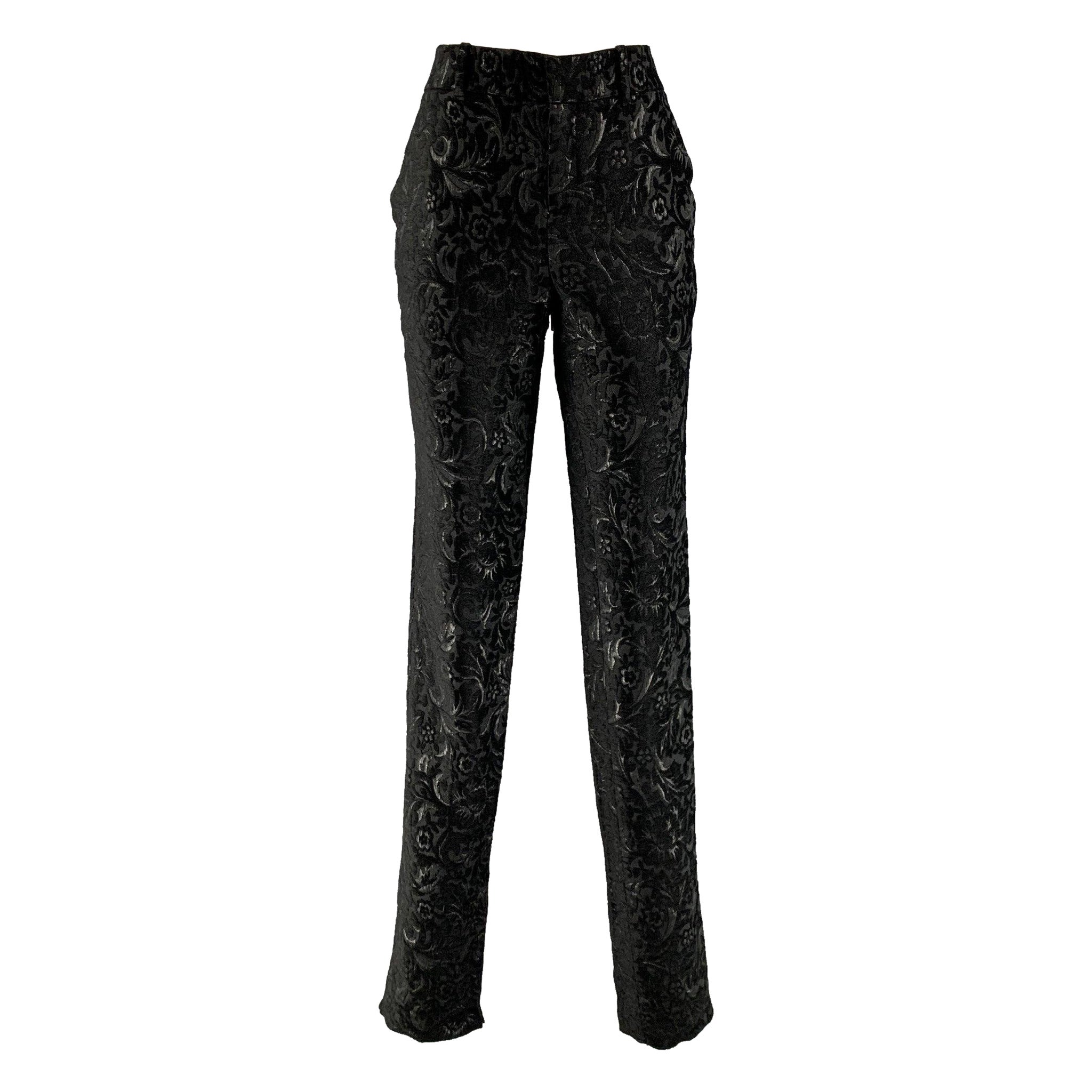 GUCCI Size 4 Black Rayon Blend Jacquard Low Rise Dress Pants For Sale