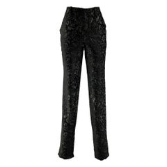 GUCCI Size 4 Black Rayon Blend Jacquard Low Rise Dress Pants