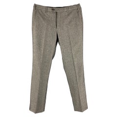 Giorgio Armani Taille 34 Pantalon habillé à fermeture éclair en laine mélangée gris chiné