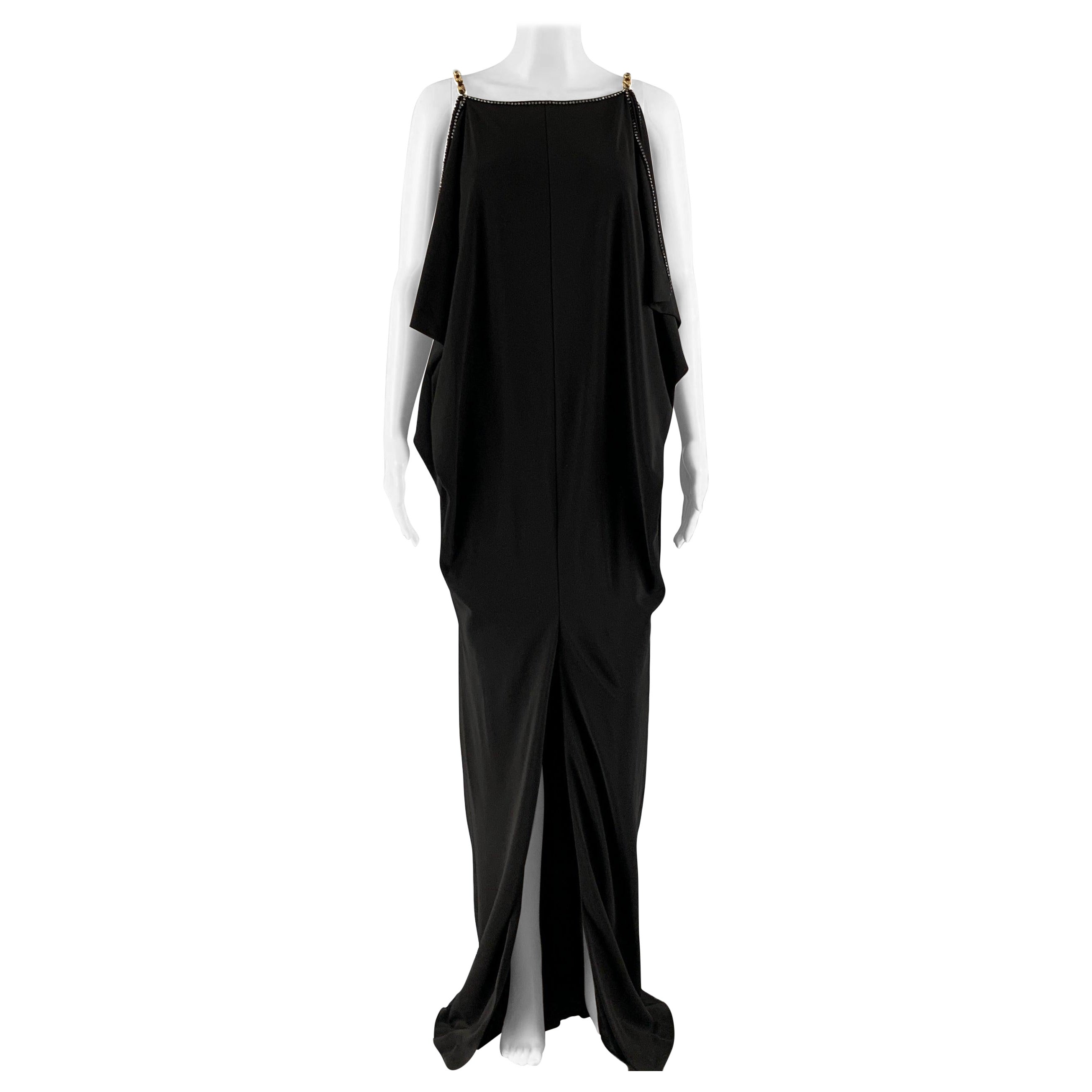 BURBERRY Size 4 Black Viscose Elastane Beaded Chain Dress For Sale