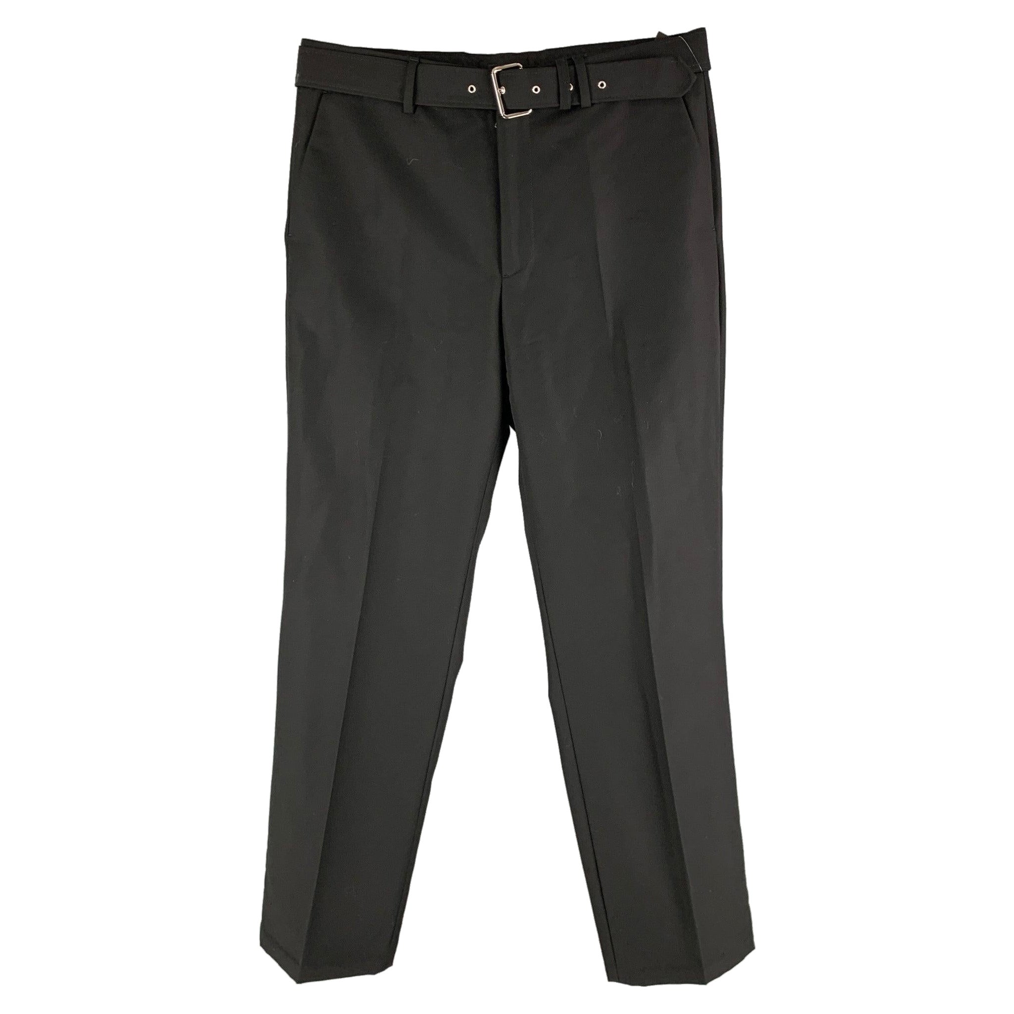 THE KOOPLES Size 32 Black Solid Wool Zip Fly Dress Pants For Sale