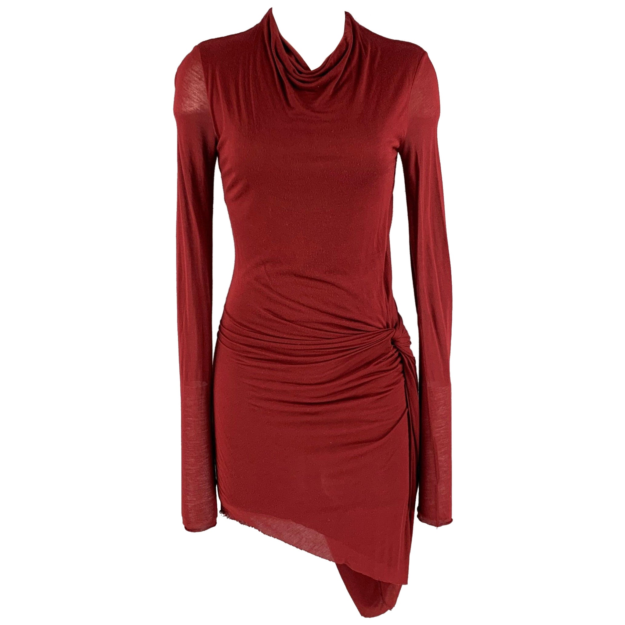 HELMUT LANG Size S Burgundy Modal Long Sleeve Dress