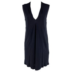 HELMUT LANG Viskose-Kleid mit V-Ausschnitt, Größe XS, marineblau