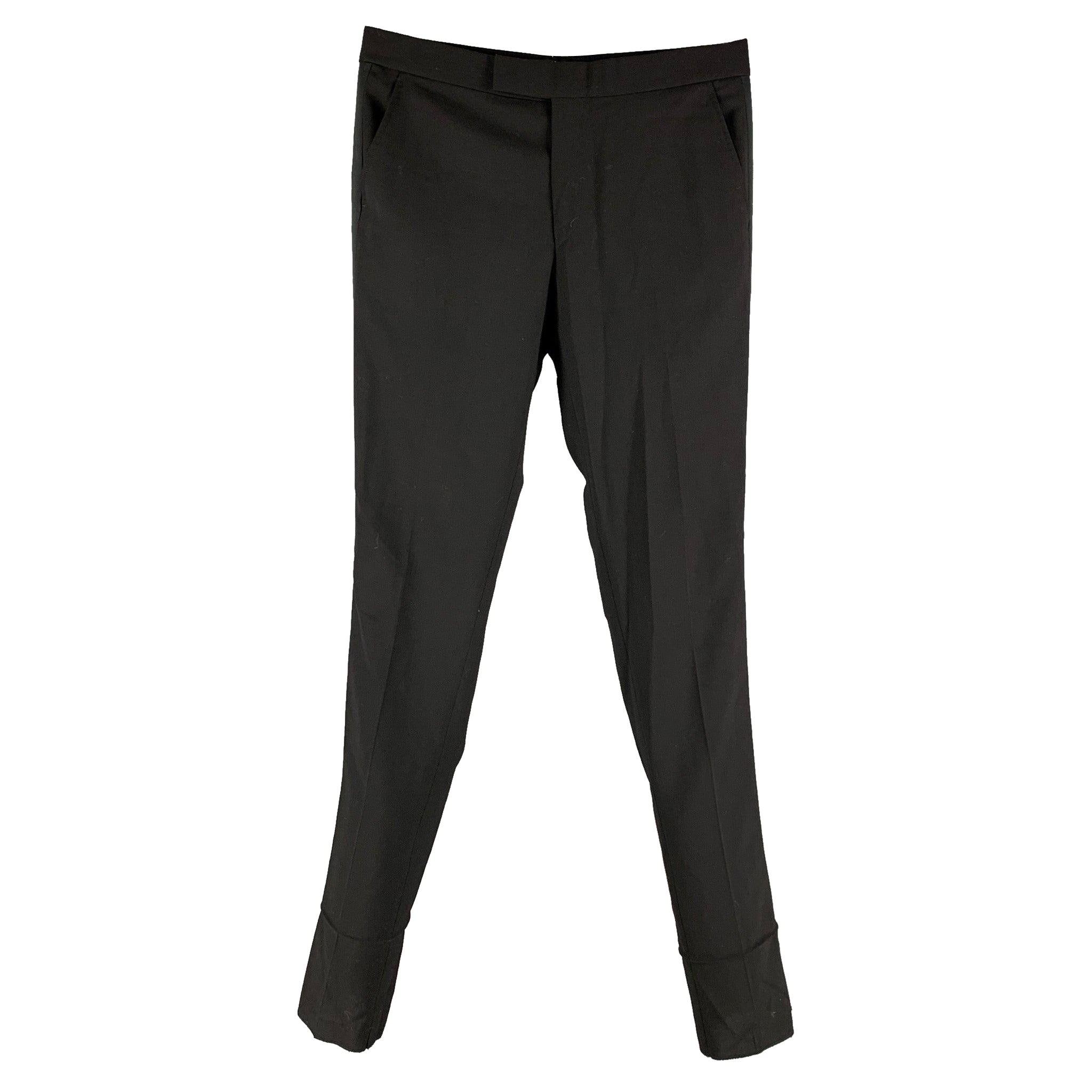 BAND OF OUTSIDERS Size 32 Black Solid Wool Zip Fly Dress Pants For Sale