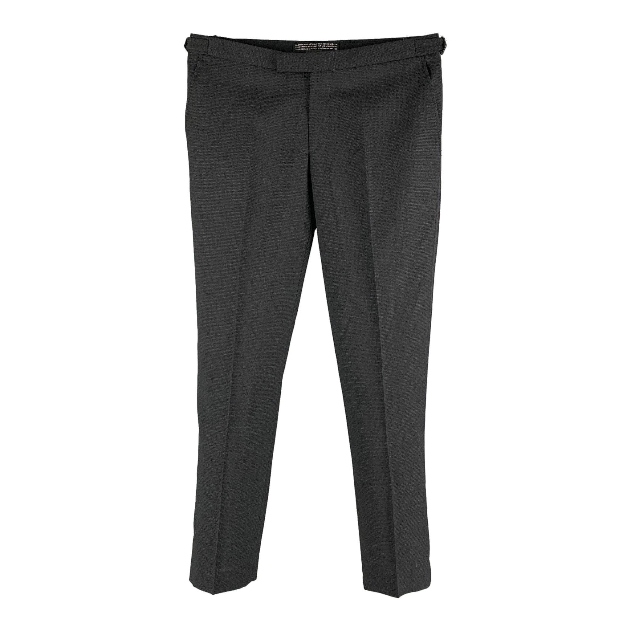 THE KOOPLES Size 30 Black Solid Wool Tuxedo Dress Pants For Sale