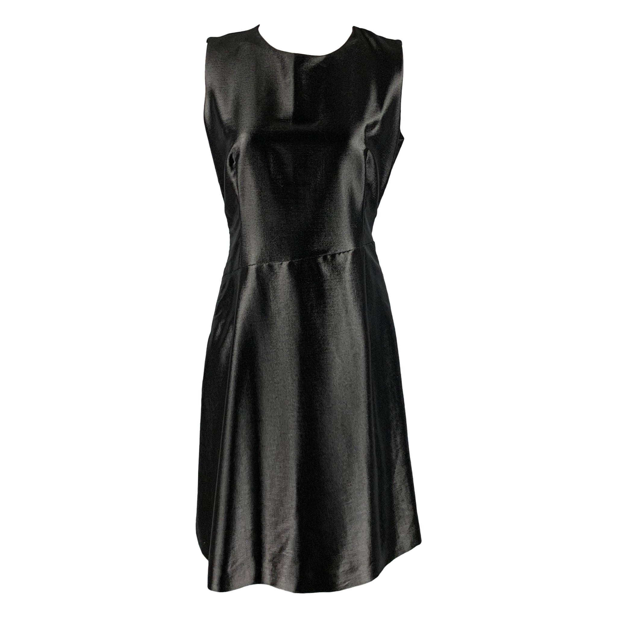 JIL SANDER Size 10 Black Wool  Nylon Shiny Sleeveless Dress For Sale